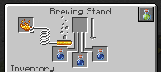 A brewing stand screen with a small potion button in its top-right corner.
